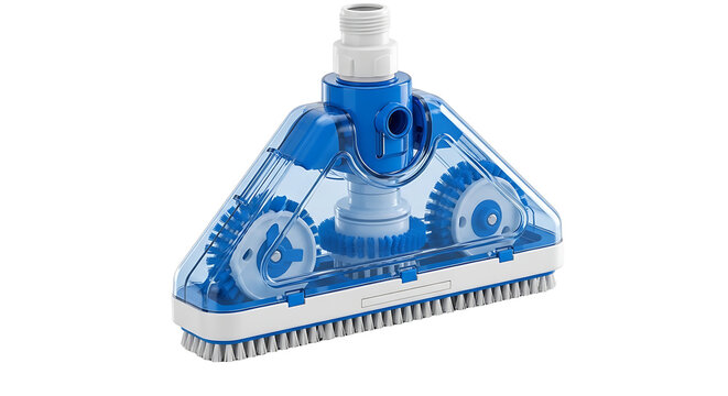 A blue and white pool brush on transparent background for cleaning swimming pools effectively PNG