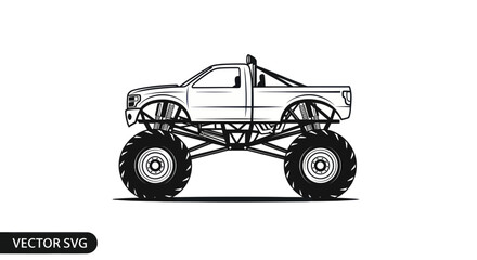 Monster Truck Vector Illustration - Off-road Vehicle with Large Tires © selang