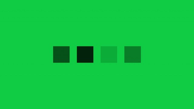 Loading Four Squares Loop Animation - Black Boxes Processing Isolated On Green Background