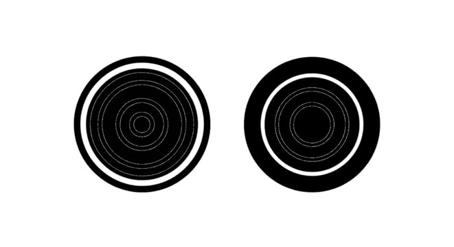 Vector illustration of abstract concentric circles pattern design elements on a transparent background