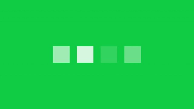 Loading Four Squares Loop Animation - White Boxes Processing Isolated On Green Background