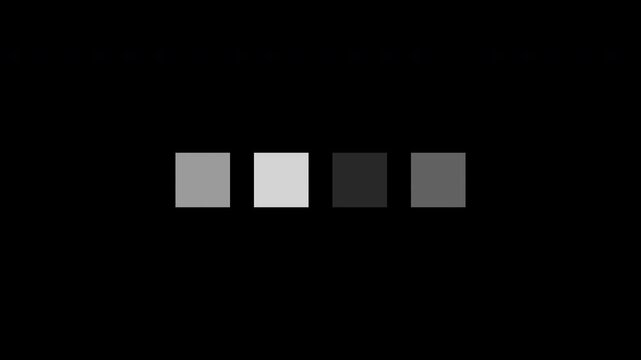 Loading Four Squares Loop Animation - White Boxes Processing Isolated On Black Background