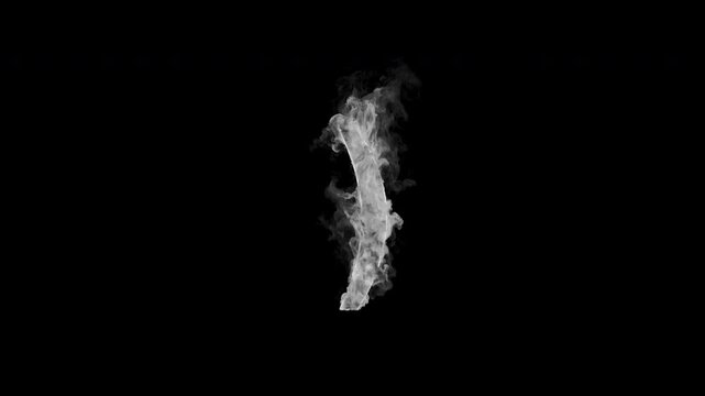 Smoky closing parenthesis ) with realistic white smoke on transparent background. Seamless loop 4K animation for typography, overlays and motion graphics.