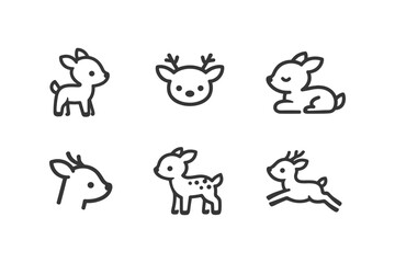Obraz premium Collection of cute minimalist deer icons in various poses and styles