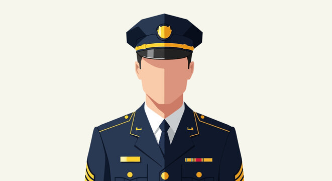 Minimalist Flat Design Police Officer Avatar in Professional Law Enforcement Uniform