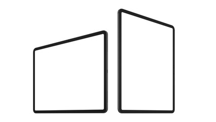 Fototapeta premium Set with a black horizontal and vertical tablet on an isolated background with a transparent screen for web and app UI design. 