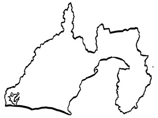 Obraz premium 静岡県地図 筆タッチ 和風 中部地方 日本 / A brushstroke map of Shizuoka Prefecture