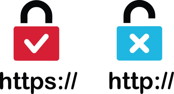 Secure and insecure website connection icons