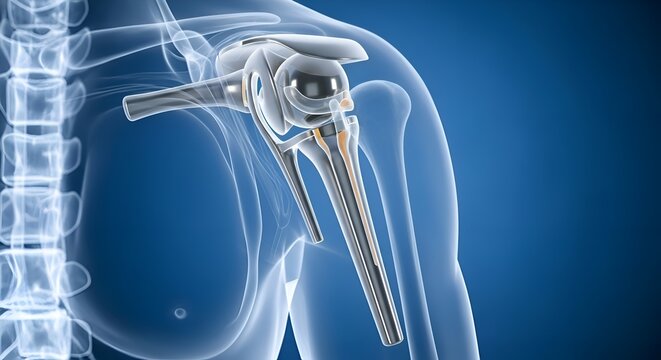 Anatomical 3D Rendering of a Total Shoulder Replacement Prosthesis