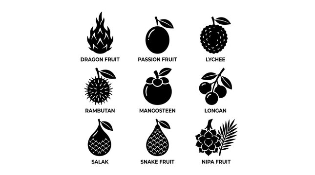 Exotic Fruit Icons Collection.