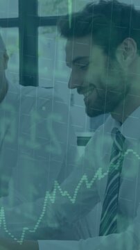 Vertical video: Boss pointing papers causing finance chart syncing over table peer checking results