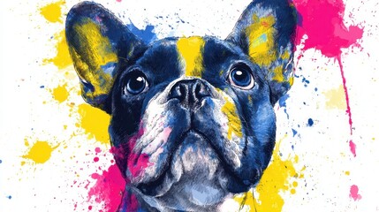 French bulldog portrait with colors
