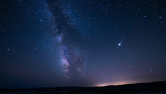 冬の澄んだ空気の天の川と流れ星を写した星空写真