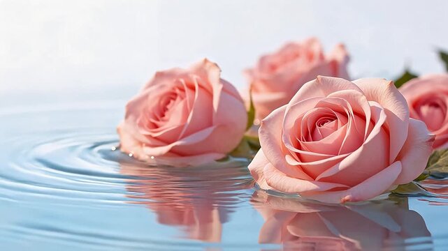 Pink roses floating in water