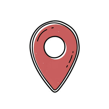 Stylized location pin icon in red and pink hues representing travel, navigation, and geographic pinpoint marker.