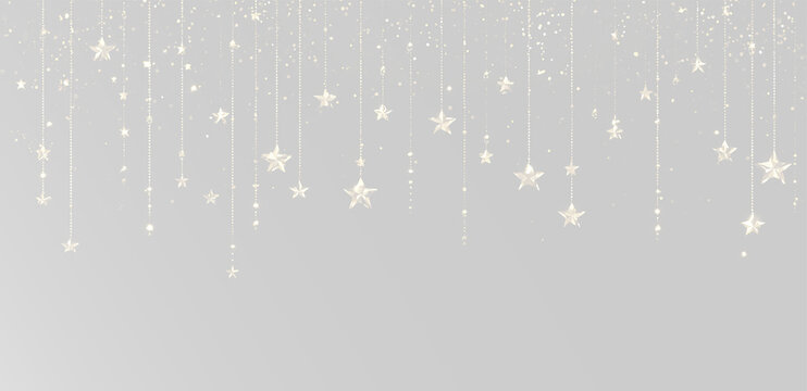 Minimalist festive hanging lights on soft light grey background overlay design 