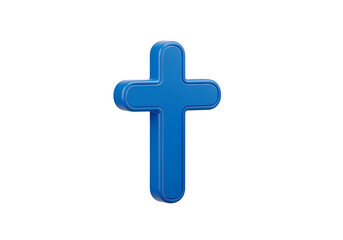 Obraz premium 3D blue cross symbol isolated on transparent background