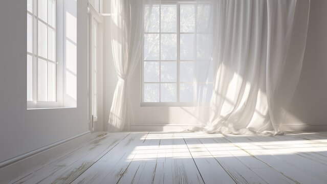 白いレースカーテン　室内