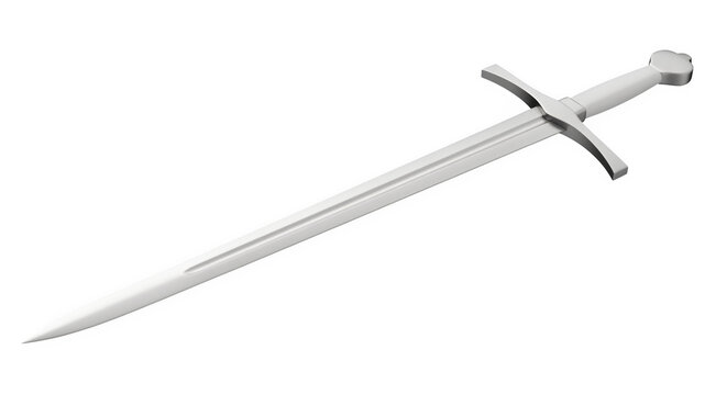 The longsword lies diagonally on a transparent background with its blade and hilt visible.