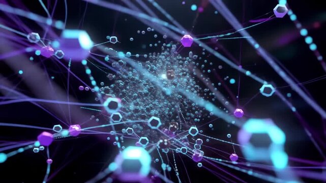 Dynamic machine learning network visualization digital realm abstract art high-tech environment futuristic view neural connections