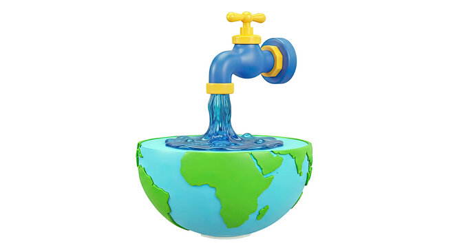 Tap dripping water onto a half-sphere of Earth
