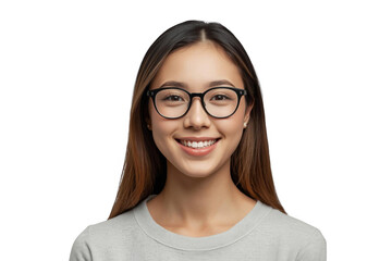 Obraz premium Smiling young asian woman wearing glasses portrait