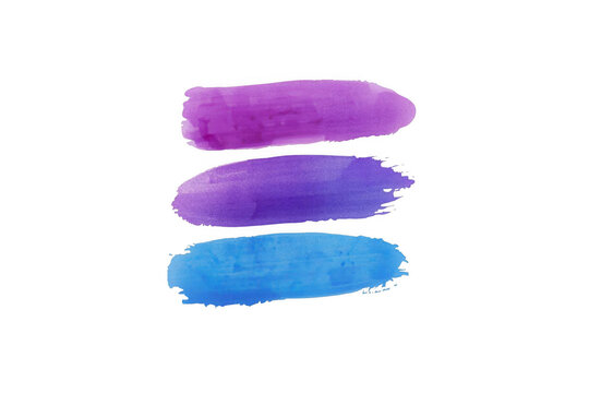 Bisexual pride flag watercolor brush strokes on transparent background