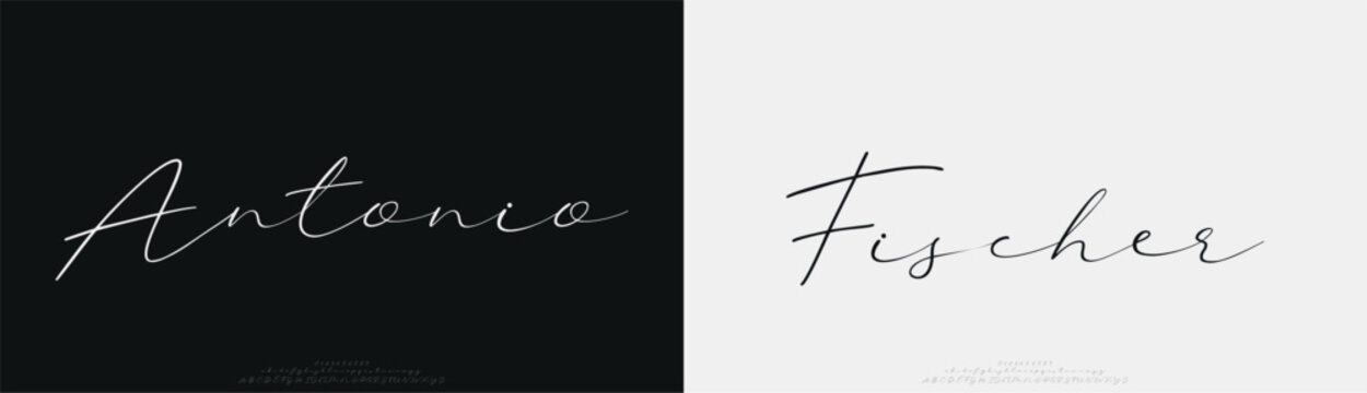 Antonio Fisches, Script minimal luxury font alphabet logo. Typography beauty fashion elegant minimalist serif italic fonts decorative wedding vintage retro logos. vector illustration
