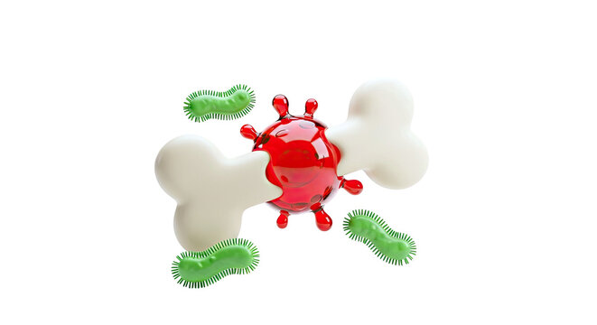 Virus infecting a bone with surrounding bacteria