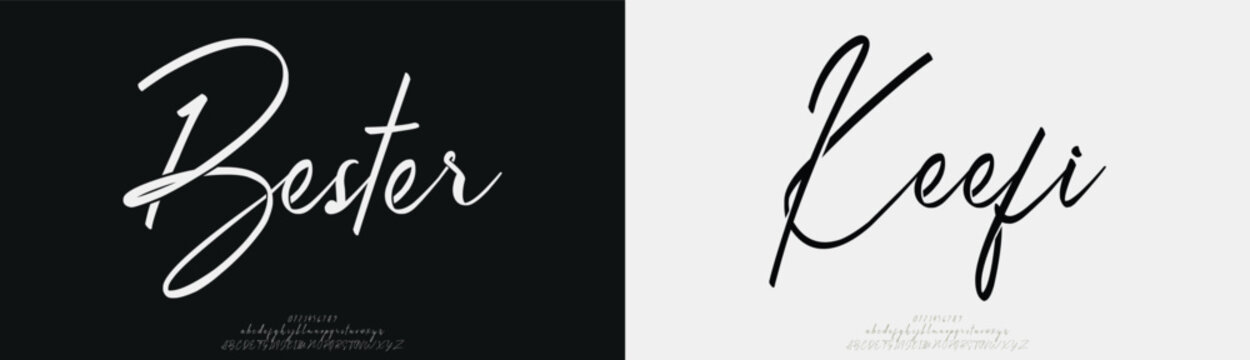 Bester Keefi, Script elegant alphabet beauty logo font. Classic beautiful Modern luxury Serif Letter Minimal Fashion. Typography decoration logotype fonts, wedding, logos. vector illustration
