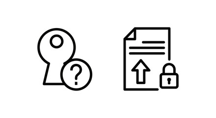 Fototapeta premium Access request and permission request icons: security, privacy, and user authentication concepts, question mark