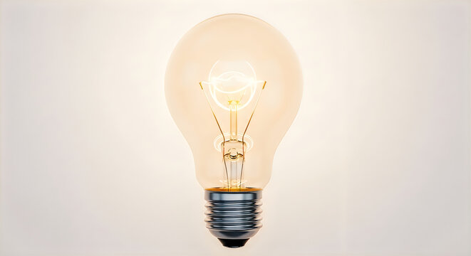 A single light bulb with a glowing filament