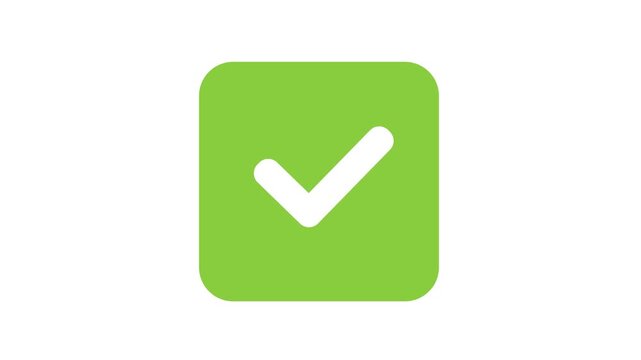 Green check mark icon, video.