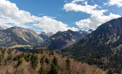 Fototapeta premium Panorama of Lake Freibergsee in Bavaria, Germany, springtime