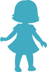 Obraz premium Blue Silhouette of a Standing Child with Hands Outstretched in a Playful Pose