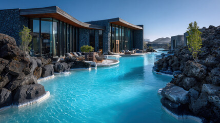 Fototapeta premium a luxury resort with thermal springs at the foot of a volcano