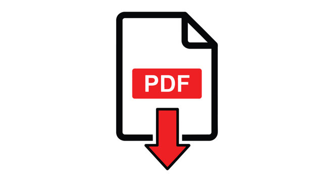 Downloading a PDF file with a red arrow pointing downwards