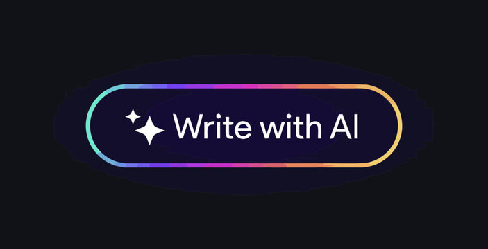 Write with AI Button with Gradient Border and Sparkle Icon