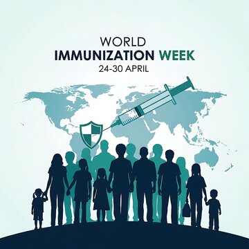 World immunization week promotes global health with silhouetted figures