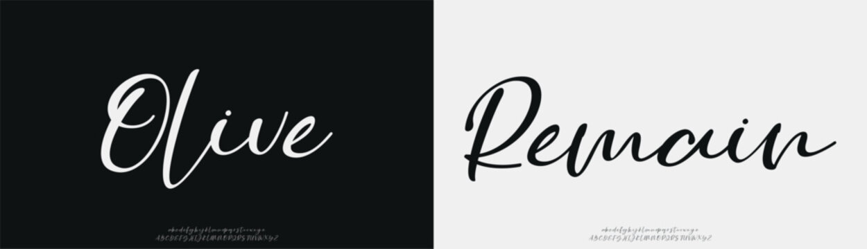Olive Remain, Script elegant Modern beauty font alphabet logo. Typography beautiful luxury minimal elegant serif fonts fashion wedding vintage retro logos. vector illustration
