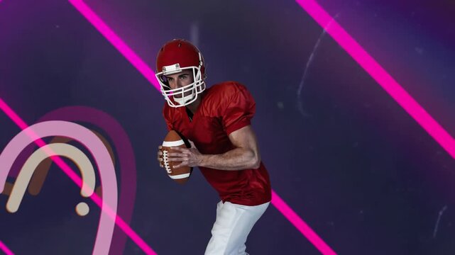 Animation of colourful powders over american football player