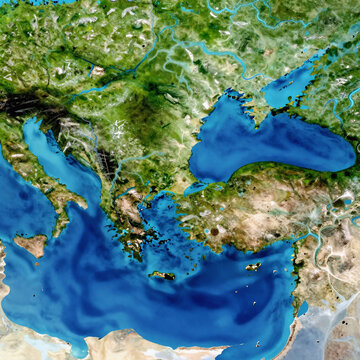 Manga Sea Earth. Vibrant Satellite View Reveals Nature'S Artwork On Earth'S Land And Sea