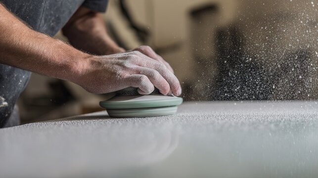 lapidary. An artisan carefully polishes a piece of jade on an oilstone in a workshop setting. safety posters, maintenance manuals, designed for precision metalworking and fabrication facilities.