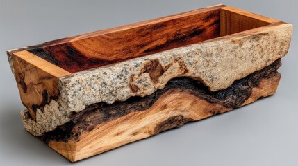 Fototapeta premium Elegant Wooden Planter Box with Unique Natural Grain Patterns