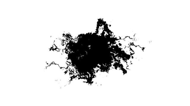 Transitions of black expanding paint stains on white backdrop Grunge Ink sprea .Ink Drops Transition on Black Background 4k Footage Ink Footage Transition White Ink Drops Falling on Black Background. 
