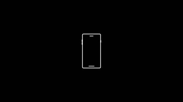 Rotate Phone Screen Animation. Turn you Smartphone and rotate device screen, Phone flip sign, Rotate device screen On Black Background. Device rotation symbol animation. 