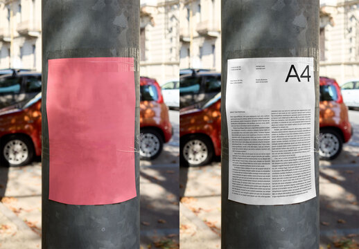 Mockup Of Customizable A4 Poster On Lamp Post