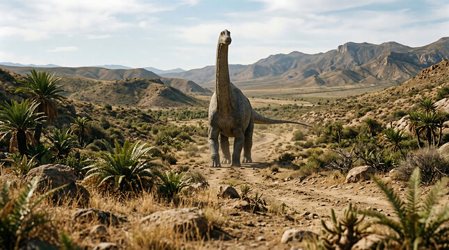 Alamosaurus Alone Front View Illustration OF Alamosaurus dinosaur , Alamosaurus a genus of titanosaurian sauropod dinosaurs prehistoric extinct dinosaur 