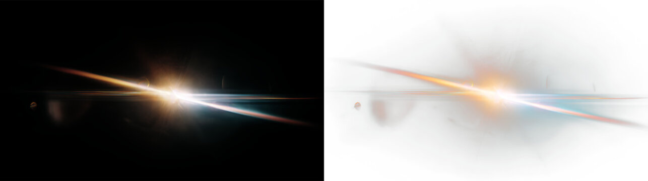 Light burst on a transparent background with rays spreading out in different directions at an undefined time and location