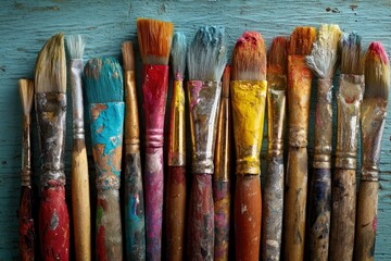 Obraz premium Colorful paint brushes for artistic creation.